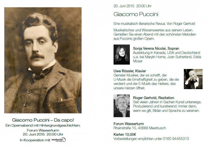 Puccini - Eine musikalisch-literarische Revue am 20. Juni im Wassertum
